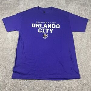 MLS Mens Size L Blue Youth Orlando City‎ Crew Neck Short Sleeve T-Shirt NWOT